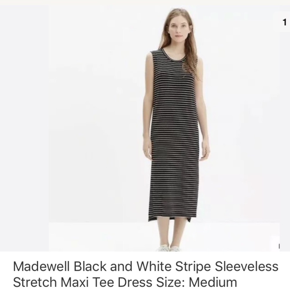 Madewell Stripe Sleeveless Stretch Maxi Tee Dress